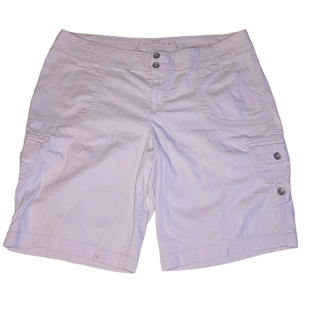 Sonoma Modern Bermuda Shorts Lightweight Adjustable Hem Light Tan Size 14P